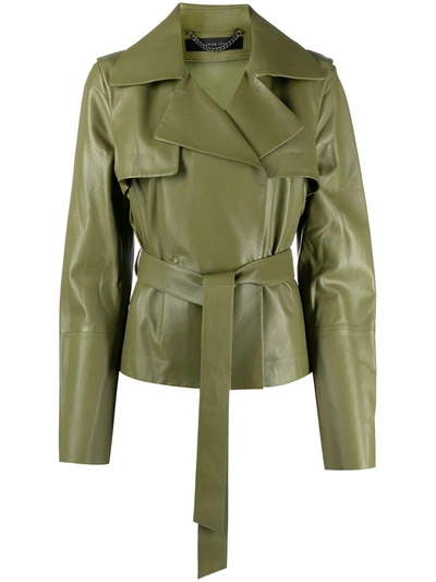 Federica Tosi Belted Leather Jacket In Green