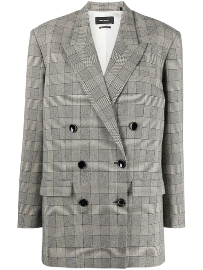 Isabel Marant Double-breasted Plaid Blazer In Neutrals