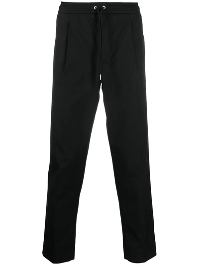Moncler Drawstring-waist Straight-leg Trousers In Navy