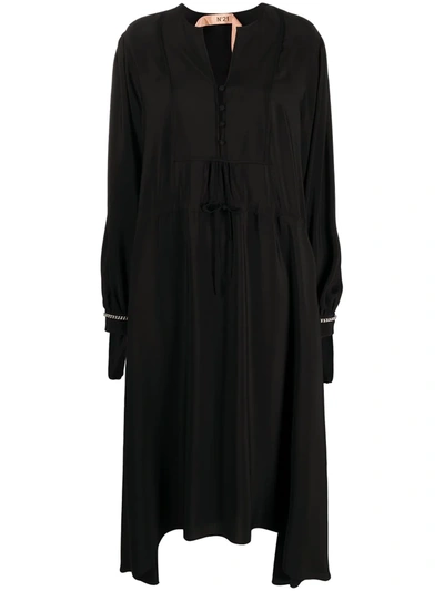 N°21 Chain-trim Silk-blend Dress In Black
