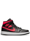 Jordan Nike Air  1 Mid Sneakers In Black/siren Red In Black