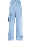 Msgm Cropped High-waist Trousers In Blue