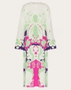 Valentino Printed Silk-crepe Midi Dress In Amethyst/multicolor