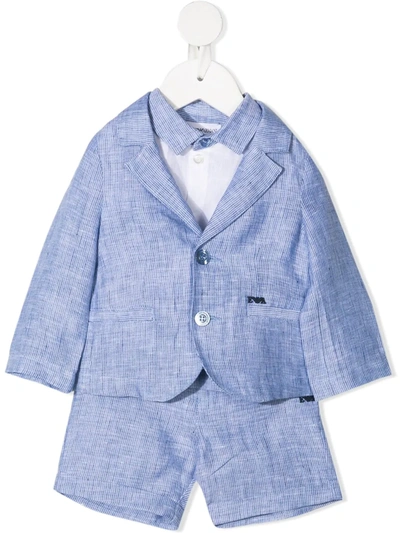 Emporio Armani Babies' Linen Suit Set In Azzurro/blu