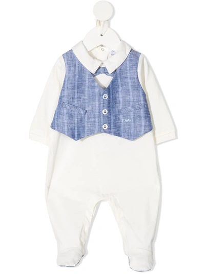 Emporio Armani Babies' Button-up Long-sleeved Romper In Blu/azzurro
