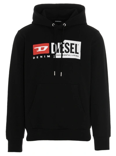 Diesel S-girk-hood-cuty Overhead Hooded Sweatshirt In Black