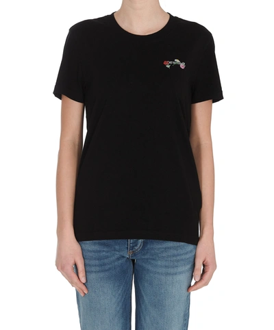 Off-white Arrows Flowers T-shirt In Black Jersey In Black