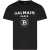 BALMAIN BLACK T-SHIRT FOR BOY WITH LOGO,6M8701 MX030 930BC