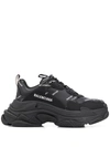 Balenciaga 60mm Triple S Faux Leather Sneakers In Black