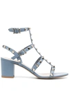 Valentino Rockstud Leather Cage Ankle Strap Sandals