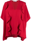 Valentino Ruffled Drape Blouse In Red