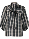 Red Valentino Redvalentino Luminescent Tartan Blouse In Black