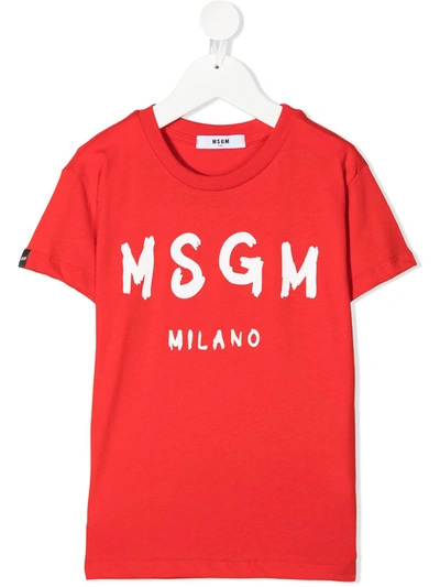 Msgm Teen Logo-print Short-sleeve T-shirt In Red