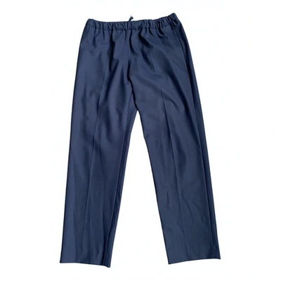 Pre-owned Dries Van Noten Wool Trousers In Blue