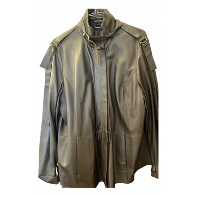 Pre-owned Marina Rinaldi Leather Biker Jacket In Brown