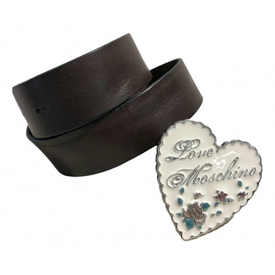 Pre-owned Moschino Love Leather Belt In Brown