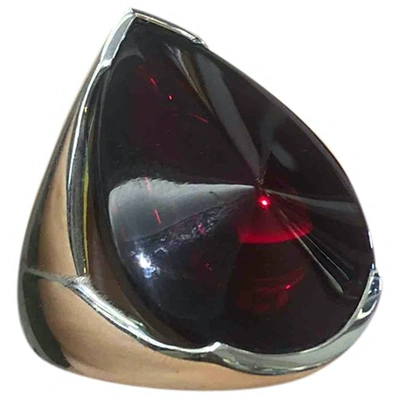Pre-owned Baccarat Silver Ring In Red