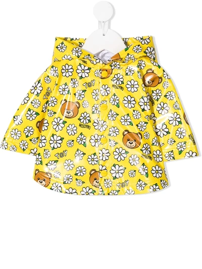 Moschino Babies' Graphic-print Raincoat In Yellow