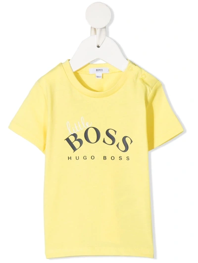 Bosswear Babies' Logo-print Short-sleeved T-shirt In Yellow