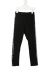 BALMAIN LOGO TAPE COTTON LEGGINGS