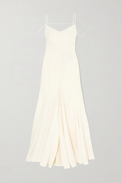 Jacquemus Open-back Cutout Linen Gown In Cream