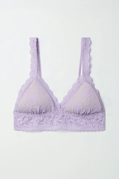 Hanky Panky + Net Sustain Signature Stretch-lace Soft-cup Triangle Bralette In Lavender