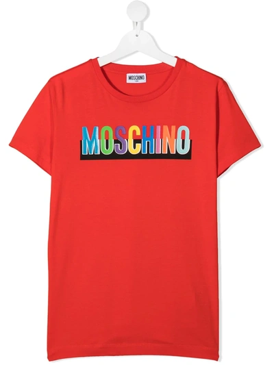 Moschino Teen Logo-print Round Neck T-shirt In Red