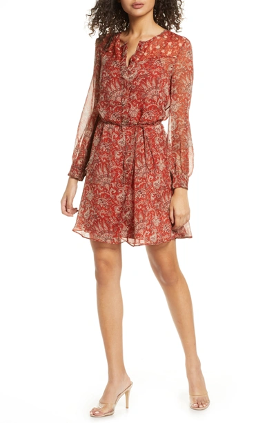 French Connection Paisley Printed Mini Dress-red In Esi Pumpkin Multi