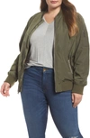 Levi's Classic Flight Satin Bomber Jacket With Jersey Hood In Army Green