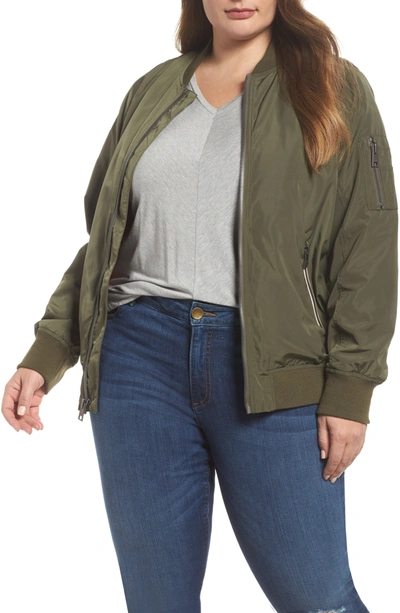 Levi's Classic Flight Satin Bomber Jacket With Jersey Hood In Army Green
