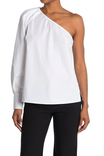 Derek Lam Elodie One Shoulder Blouse In Optic Whit