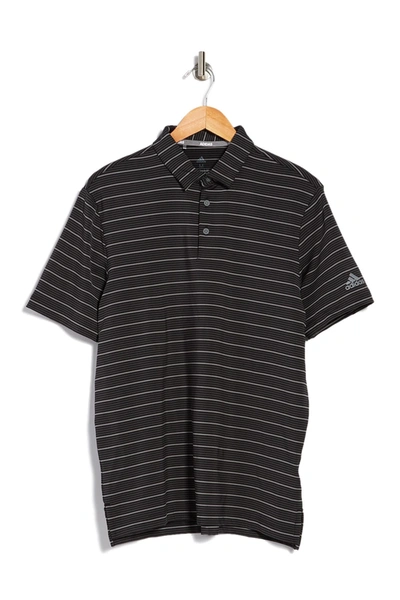 Adidas Golf Ultimate365 Pencil Stripe Polo Shirt In Black/gref