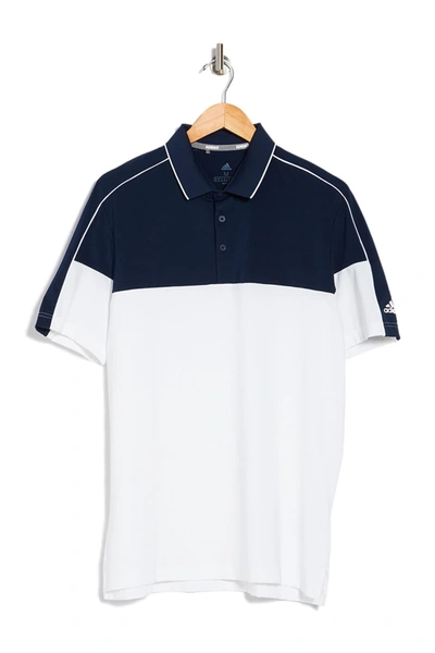 Adidas Golf Ultimate365 Striped Polo In Conavy/whi