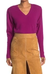 Nicole Miller V-neck Puff Sleeve Cashmere Sweater In Fuchsia