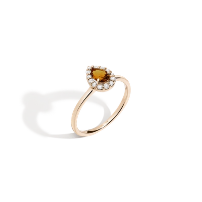 Aurate Vintage Pear Cut Ring (citrine) In Gold/ White