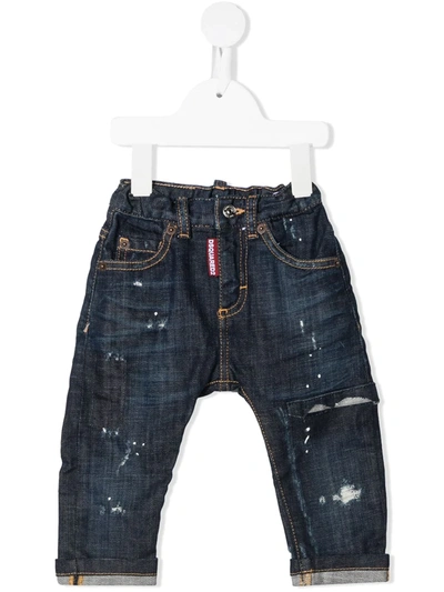 Dsquared2 Babies' Distressed Straight-leg Jeans In 蓝色