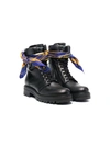 Balmain Teen Lace-up Leather Boots In Black
