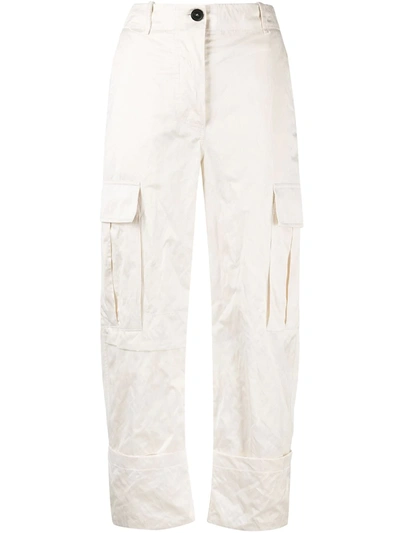 Erika Cavallini High-waisted Cargo Trousers In Neutrals