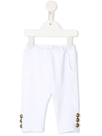 Balmain Babies' Newborn White Joggers With Golden Buttons
