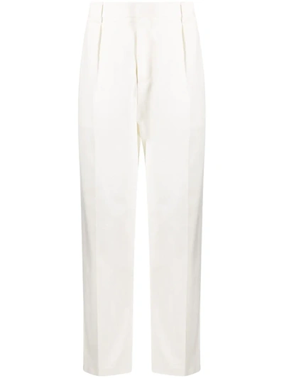 Gcds Pressed-crease Straight-leg Trousers In White