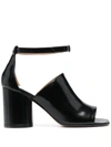 Maison Margiela 80mm Tabi Brushed Leather Sandals In Black