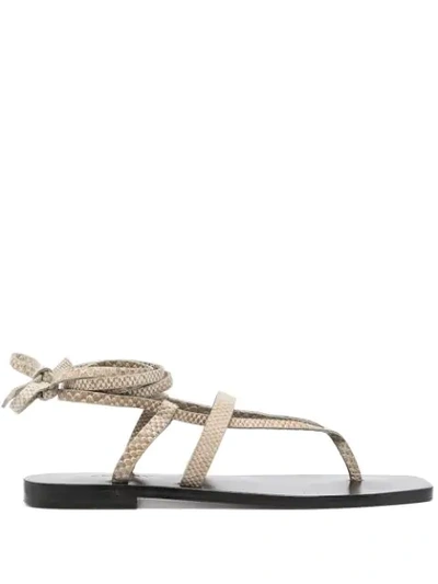 A.emery Women's James Snake-effect Leather Sandals In Neutral