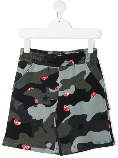 Neil Barrett Kids' Camouflage-print Elasticated-waist Shorts In Green