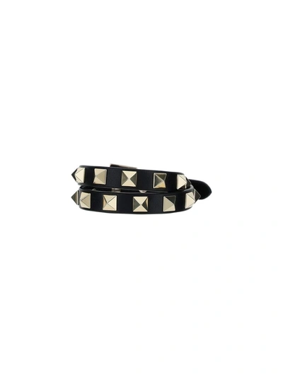 Valentino Garavani Rockstud Wrap Bracelet In Black