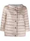 Herno Reversible Quilted Nylon Short Down Jacket In Nude & Neutrals