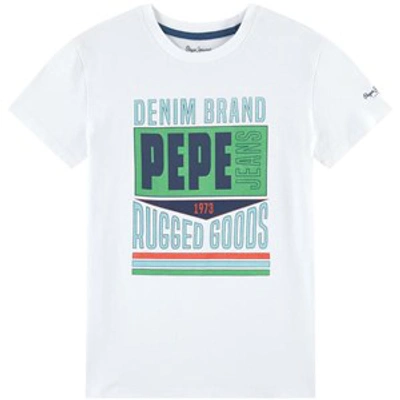 Pepe Jeans Optic White Finn Rugged T-shirt In Blue