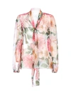 DOLCE & GABBANA CAMELLIAS-PRINT PUSSY-BOW NECK SILK SHIRT,11724170