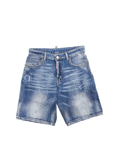 Dsquared2 Kids' Denim Shorts Blue In Medium Wash