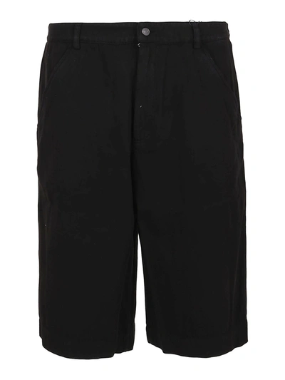 Kenzo Garment Dyed Cotton Drill Shorts In Black