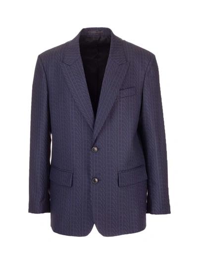 Valentino “vltn Times”单排扣羊毛夹克 In Blue